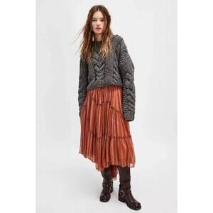 NWT Free People / FP One Ember Printed Midi Skirt / sz L